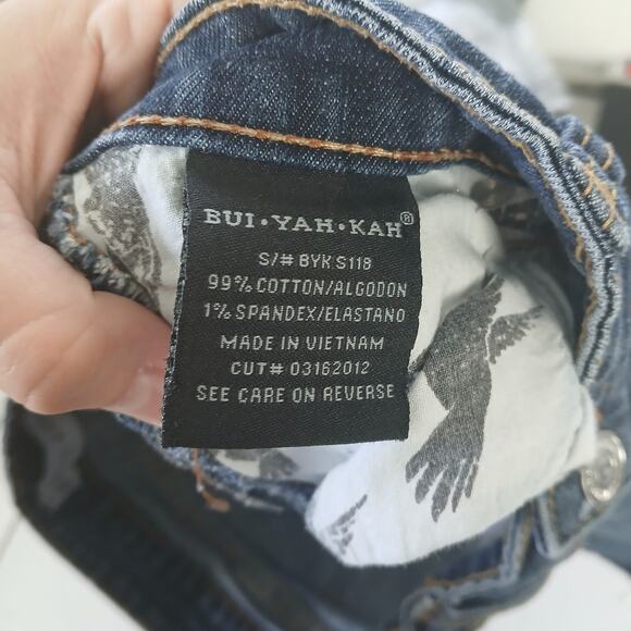 VTG Y2K BUI YAH KAH Micro Mini Distressed Denim Shorts Size 7 Streetwear Grunge - Picture 5 of 9